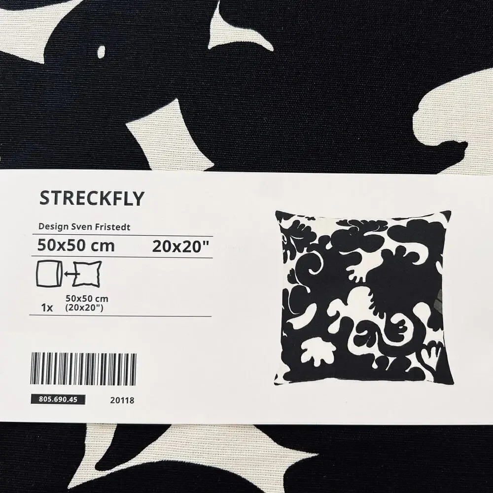 IKEA STRECKFLY Black/White Pillow Cover 20